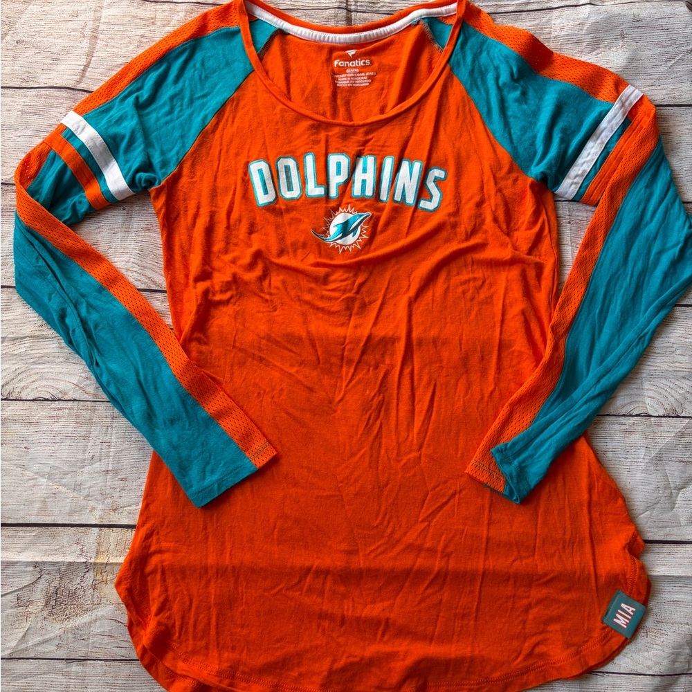 Fanatics Women's Orange and Teal Dolphins Long Sleeve Tee